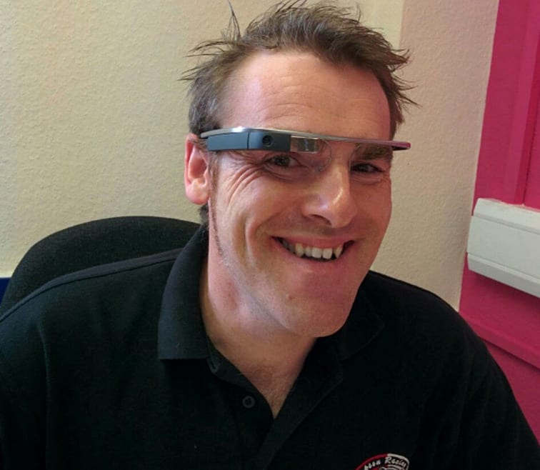 Guy wearing Google Glass