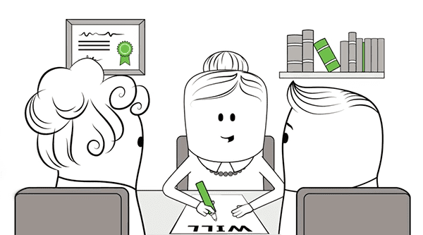 Frame from cartoon-style Law Society animation on the importance of making a will