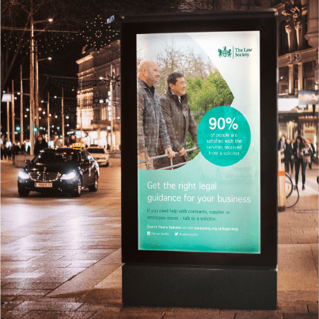 Photograph of a Law Society advert on a billboard out on a street