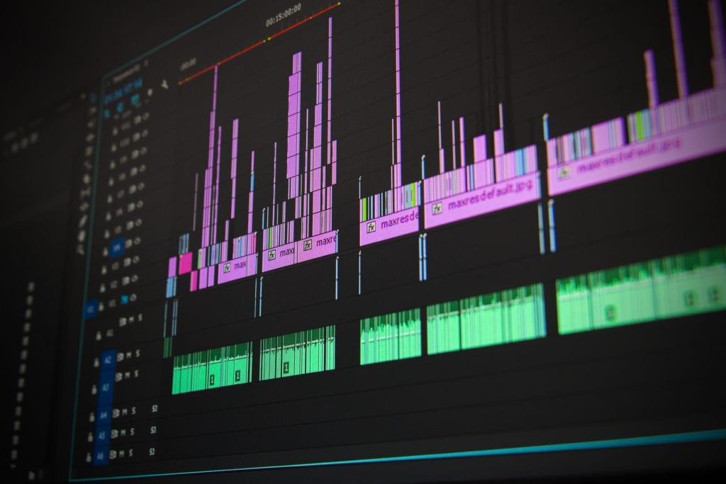 photo of a video editing screen on a laptop