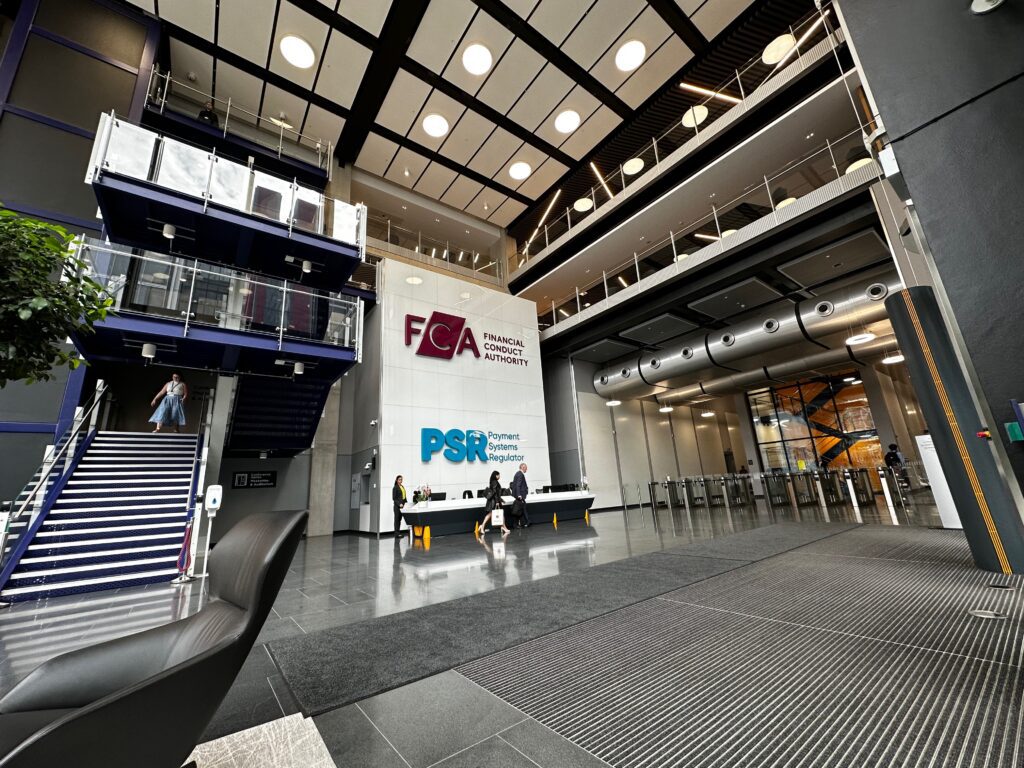 Photograph of lobby area of Financial Conduct Authority offices